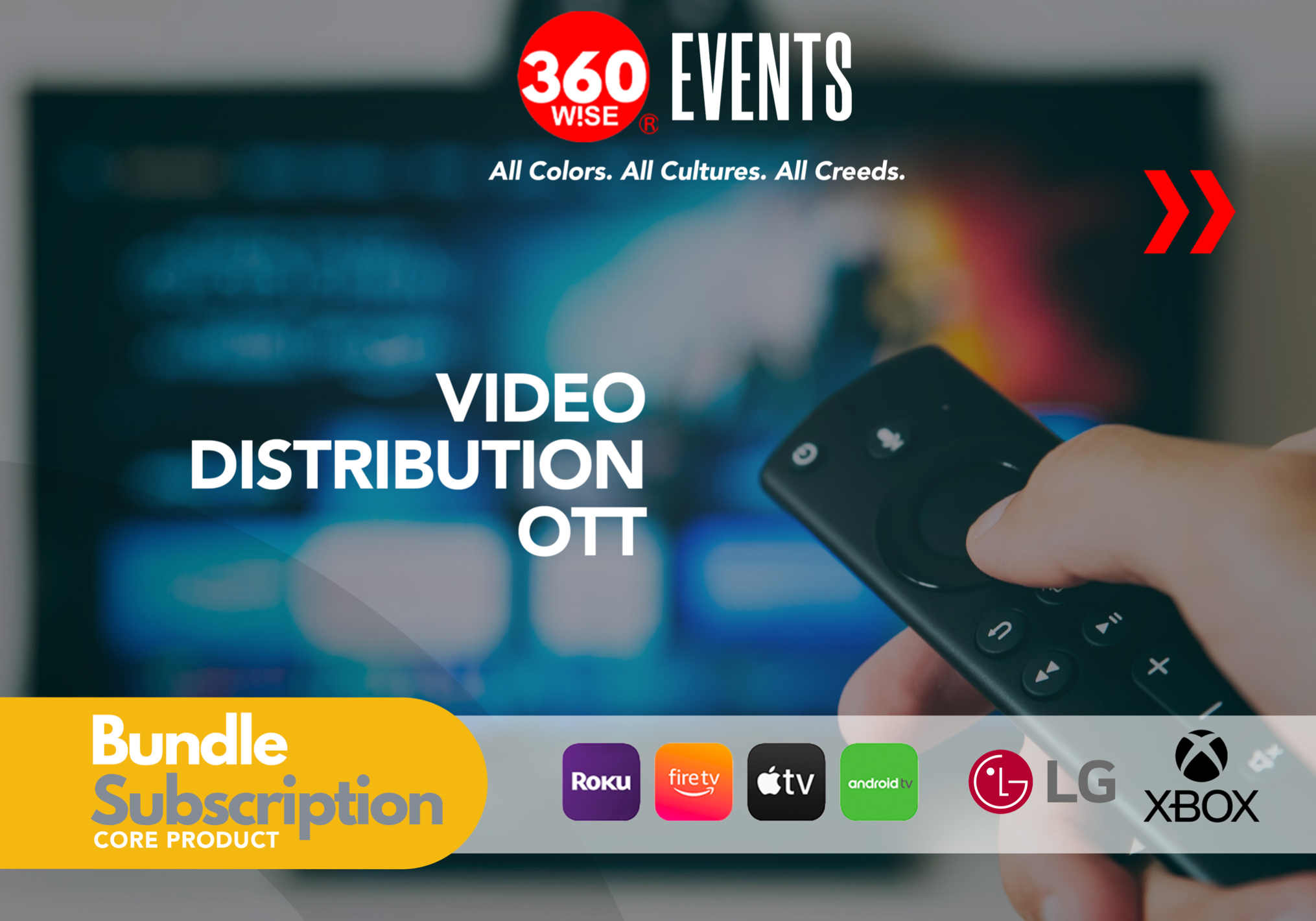 360WiSE Video Distribution.ROKU, Apple TV, Android TV, Amazon Fire. LG, XBOX