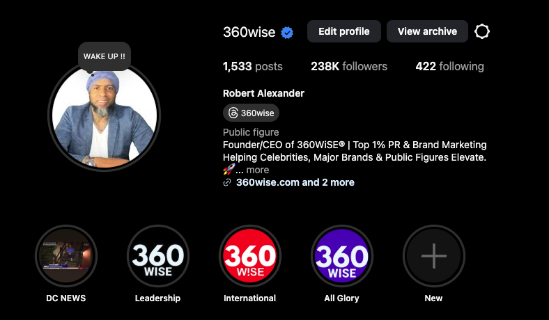 Instagram profile — @360wise