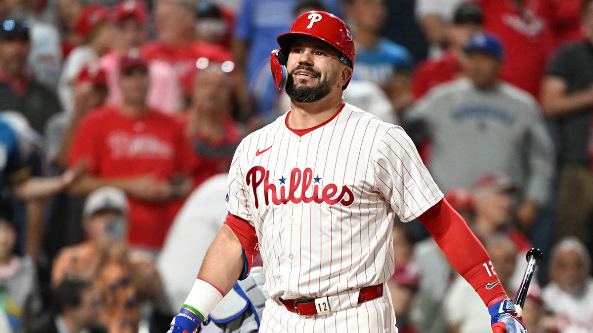 Phillies designated hitter Kyle Schwarber 12 reacts to striking out 3DRB8I