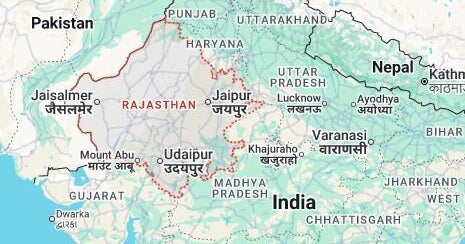 rajasthan india on map